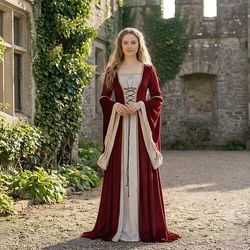 Abito Medievale Rinascimento Lunghezza alla caviglia Vestito Manica del polsino svasato Strega Vichingo Abiti reali Costume Per donna Celtico Reale Halloween Carnevale Performance LARP Fiera