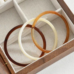 3 Pcs Fasion Resin Bangle Set For Women Chunky Acrylic Bracelet Trendy Stackable Cuff Wristband Boho Party Daily Wear Jewelry