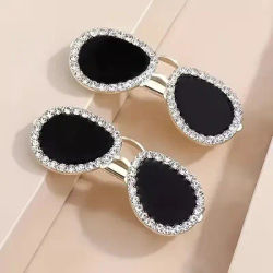 1 alloy minimalist sweet round water diamond hair clip, fashionable eyewear duckbill hair clip accessory