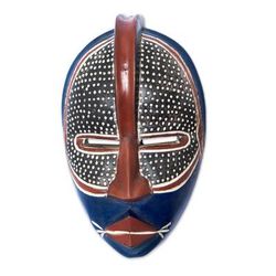 Warrior Spirit,'African Wood Wall Mask Carved and Painted by Hand in Ghana'