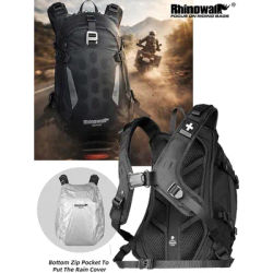 Rhinowalk 23L Motorcycle Riding Backpack Magnetic Quick Release Hydration Pack With Rain Cover Breathable Helmet Mount Mechanic