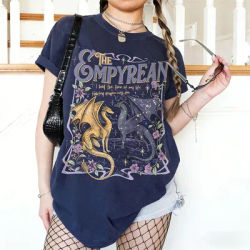 The Empyrean Fighting Dragons with You Graphic T Shirt Women Cotton Romantic Fantasy Book Lover Fourth Wing Short Sleeve Tee