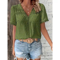 Vert Olive chemise femme grande taille été chic chemise élégante décontracté femme chemise à la mode vert Olive