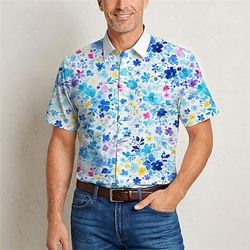 Retrò Vintage Hippie Anni '70 Camicia Maniche corte Hippie Floreale Costume Per uomo Festival Musicale Feste Abbigliamento quotidiano Adulti Camicia Primavera Estate