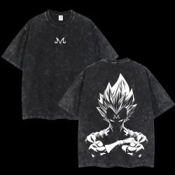 Anime Dragon Ball Cosplay Washed T-Shirt Cotton Short Sleeve Loose Large Casual Sports Fitness T-Shirt Men's Harajuku Clothing