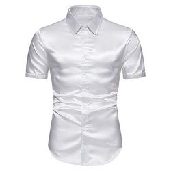 Retrò Vintage Disco Anni '80 Camicia Maniche corte Disco Metallico Lucido Tinta unica Costume Per uomo Carnevale Feste Bar Discoteca Adulti Camicia Primavera Estate