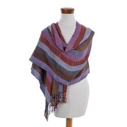 Amethyst Country Garden,'Rose and Amethyst Handwoven Guatemalan Cotton Shawl'