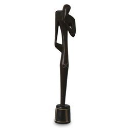 Wood statuette, 'Thinking Shadow' - Sese Wood Sculpture