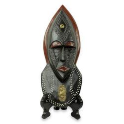 African beaded wood mask, 'Ntoboase III'