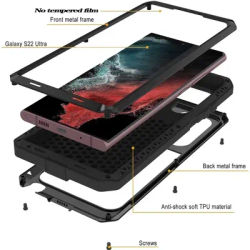 Coque pour Samsung S25 Ultra S24 Ultra Plus Note 20 Ultra, Protection robuste, armure Doom, couverture de luxe en métal et aluminium pour téléphone