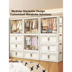 Compact Folding Storage Cabinet with Drawers for Home Organization MultiFunctional Closet Space SaverforKitchen Bathroom Bedroom