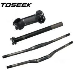 TOSEEK Matte 3K Carbon Fiber Bars Mountain Bicycle Handlebar Sets Handlebar + Stem + SeatPost For MTB Bike Handle bar Parts