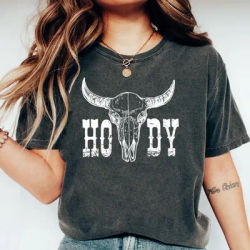 Retro Howdy Shirt Howdy Cow Skull T-Shirt Cowgirl Shirts Country Music Cowboy Western Tees Vintage Southern Style Country Tshirt