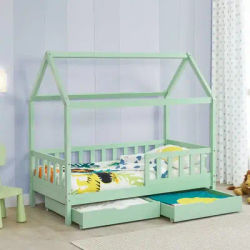 2 in 1 Children Room Bed Wood Storage Montessori Teens Kids Wooden Floor House Bed Toddler Bed for Girl