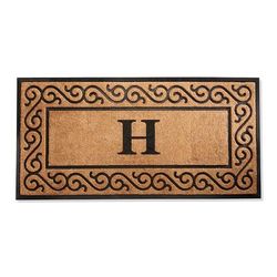 Hanna Scroll Border Monogrammed Door Mat - 30" x 48", No Monogram Letter - Frontgate