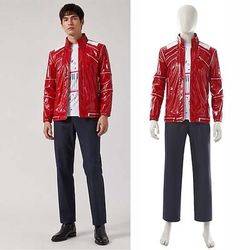 Star del pop degli anni '80 Cantante Costume da giacca rossa Costume di fantasia Icone della musica e del palcoscenico Retrò Vintage Anni '80 for Per uomo Adulti Halloween Carnevale Settimana del