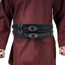 Medieval Viking Relief Pattern Waist Armor Retro Norwegian PU Wide Belt Corset Waist Cinch Suitable for LARP Halloween Costume P