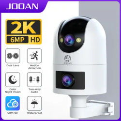 JOOAN 2K 4K PTZ WiFi Camera Outdoor Dual Screen Auto Tracking IP Camera Color Night Vision Waterproof Security Protection Camera