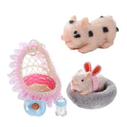 Cute Newborn Pet Reborn Doll Toy Lifelike Piggy Silicone Animal Kids Play House Toy Reborn Doll Baby Bottle/pacifier Accessories