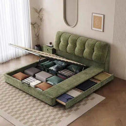 ！@2025 Hot Selling Velvet Boucle Modern Design Luxury King Size Bed Frame King Size Bed with Upholstered Head Board for Bedroom