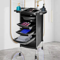 4-Drawer Rolling Beauty Trolley with Detachable Shelves for Hairdressing and Spa Services