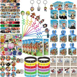 Birthday Party Favors Supplies One Piece Theme Flag Slap Mask Sticker Keychain for Birthday Party Bags Goodie Bag Gifts Fillers