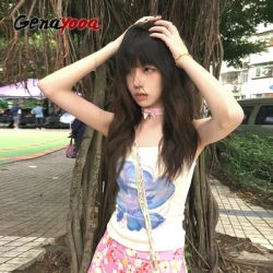 Genayooa Y2k Vintage débardeurs femmes imprimer graphique fleuri hauts Streetwear 2000s japonais Camis hauts été Style coréen gilet t-shirt