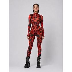 Tuta Intera Body Costume tutina Grafico fuoco Sanguinoso Stampa Punk Gotico Rave Per donna Costume per Festival Musicale Feste Discoteca Halloween Carnevale Bambini Adulti