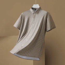 Chemise décontractée d'affaires en soie glacée à haute élasticité, sans marquage, ample, grande taille, à la mode