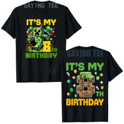 Anniversaire Garçon C'est mon 8e anniversaire Gamer Pixel Numéro T-Shirt Mignon 8 Ans Fils Nephew B-day Cadeau Niveau 8 Déclenché Disant Tee