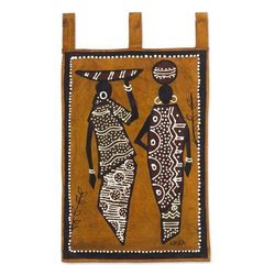 Sister Sister,'Painted Figurative Wall Hanging'