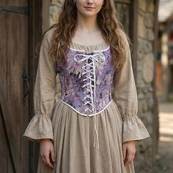 Medievale Rinascimento Cottagecore Corsetto Corsetto Overbust Corpetto Allacciato Floreale Costume Per donna Fantasia Halloween Carnevale Casual Quotidiano Fiera Rinascimentale LARP Adulti Corsetto