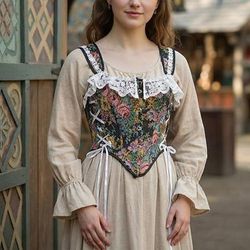 Medievale Rinascimento Cottagecore Corsetto Corsetto Overbust Corpetto Canotta Fata Allacciato Floreale Pizzo Costume Per donna Fantasia Halloween Carnevale Casual Quotidiano Fiera Rinascimentale LARP