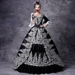 Rococò Vittoriano Medievale Vestito Mascherata Abito da Ballo Taglie Forti Normale Su misura A palloncino Pizzo Halloween Abito da ballo Costume Per donna Balli di fine anno Feste Carnevale di Venezia
