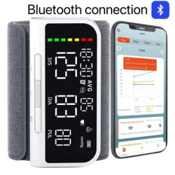 Tensiomètre vocal Bluetooth, tensiomètre numérique intelligent USB, grand écran LED pour la fréquence cardiaque et le pouls