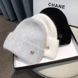 Chapeaux d'hiver pour femmes, bonnet en tricot doux, fourrure de lapin chaude, mignon, couleur unie, casquette ample, décontracté, mode extérieure, solide, couverture de tête pour adulte