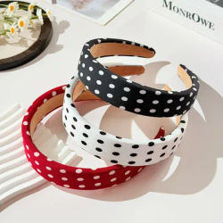 1 bandeau à pois pour femme, design contrasté noir et blanc, style frais, matière douce, haute élasticité, adapté pour