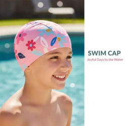Bonnet de bain pour enfants, imprimé animal de dessin animé, imperméable, en silicone haute élasticité, pour les sports nautiques