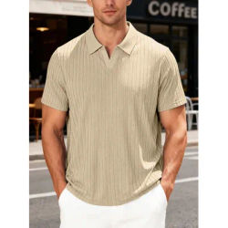 Polo tendance pour homme, couleur unie, manches courtes, t-shirt décontracté, style polyvalent, haut en tricot