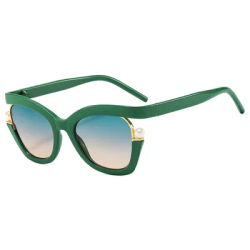 Nouveau œil de chat lunettes de soleil nacrées femmes carré luxe femme lunettes de soleil dames nuances vertes lunettes d'été UV400 Oculus Gafas