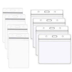 10pcs Transparent Vinyl Plastic ID Card Clear Stand Horizontal Name Tag Waterproof Name Plate Office Supplies