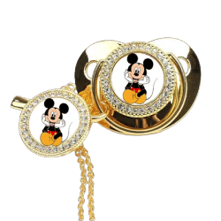 Baby pacifier anime print clip newborn feeding nipple newborn feeding playmouth holder golden glittering baby silicone teething
