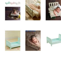 Q1FE Newborn Props for Photography Boy Wooden Detachable Vintage Bed Infant Fotografia Acessories Baby Photo Furniture