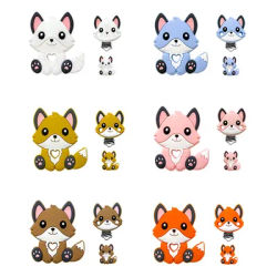 1/3/10pcs New Silicone Teether Cartoon Squirrel Head Animal Food Grade DIY Baby Teething Teether Toy Accessories Ring