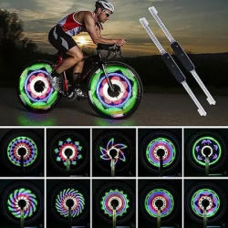 Rechargeable LED Spoke Tire Light, 64 LEDs And 30 Eye-Catching Graphics, Ideal Hub Light For Mountain Bikes, Road Bikes, Hybrids