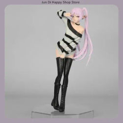 18.5cm Anime Collectible Figure - Frieren Beyond Journey'S End Casual Striped Outfit Victory Pose Pvc Model Statue Desktop Gift