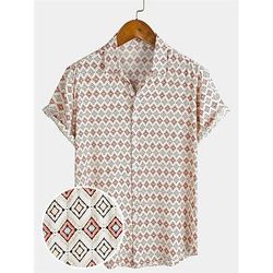 Retrò Vintage Anni '70 Camicia Disco Geometrico Psichedelico Costume Per uomo Halloween Carnevale Festival Musicale Parata dell'Orgoglio Mese dell'orgoglio Adulti Camicia
