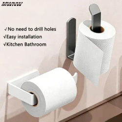 Adhesive Toilet Paper Holder Kitchen Roll Towel Rack Napkin Dispenser Absorbent Stand Tissue Hanger Bathroom Accessories