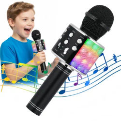 Karaoke Microphone for Kids & Adults - Bluetooth Mic Singing Mic with Disco Lights, Built-in Speaker Player for Party Gifts