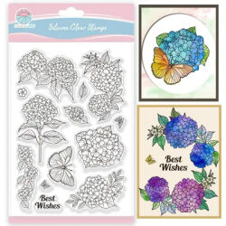 1PC Hydrangea Clear Stamps Flowers Butterfly Clear Stamp Seals Transparent Stamps for DIY Scrapbooking Cards Making